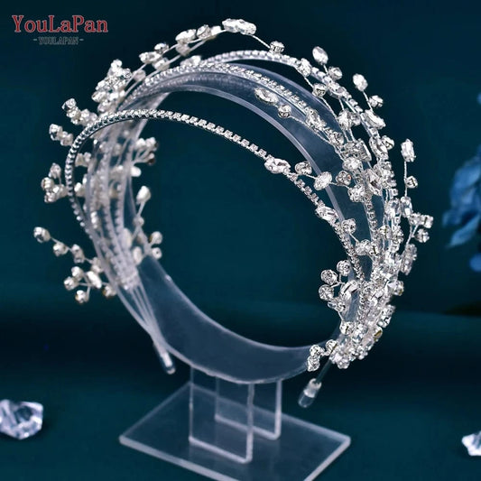 Silver Youlapan HP381 Fashion Women Daily Headbands Shiny Silver Rhinestones Party Wedding Bridal Hair Accessories Wholesale Tiara