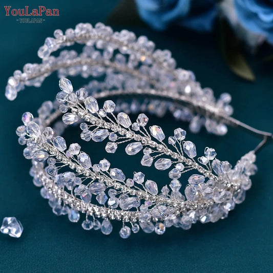 Silver Youlapan HP382 Custom Crystal Fashion Headband, Prom Wedding Ladies Bridal Rhinestone Hair Accessories Headband