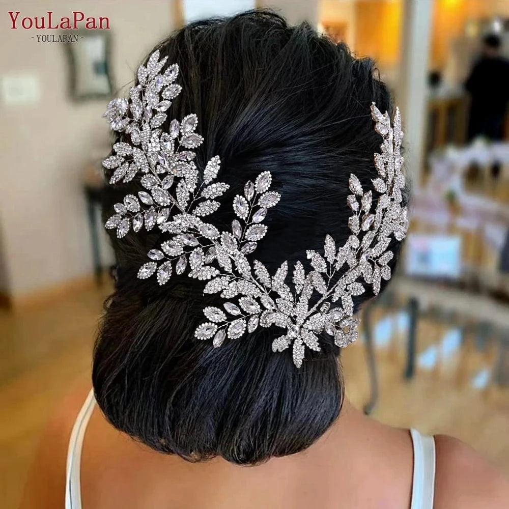Silver Youlapan HP396-S Popular Leaf Shaped Women's Beauty Contest Headwear Bridal Hair Jewelry Accessories Wedding Hair Pieces