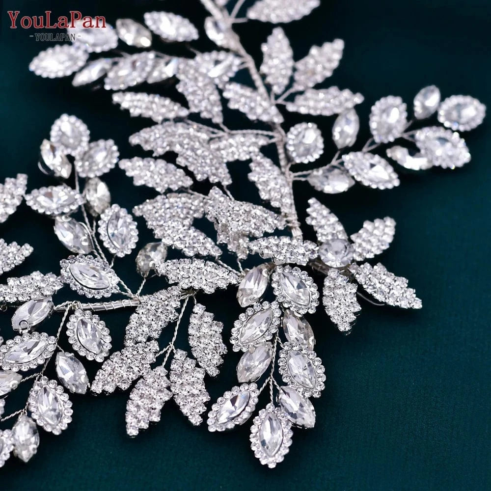 Silver Youlapan HP396-S Popular Leaf Shaped Women's Beauty Contest Headwear Bridal Hair Jewelry Accessories Wedding Hair Pieces