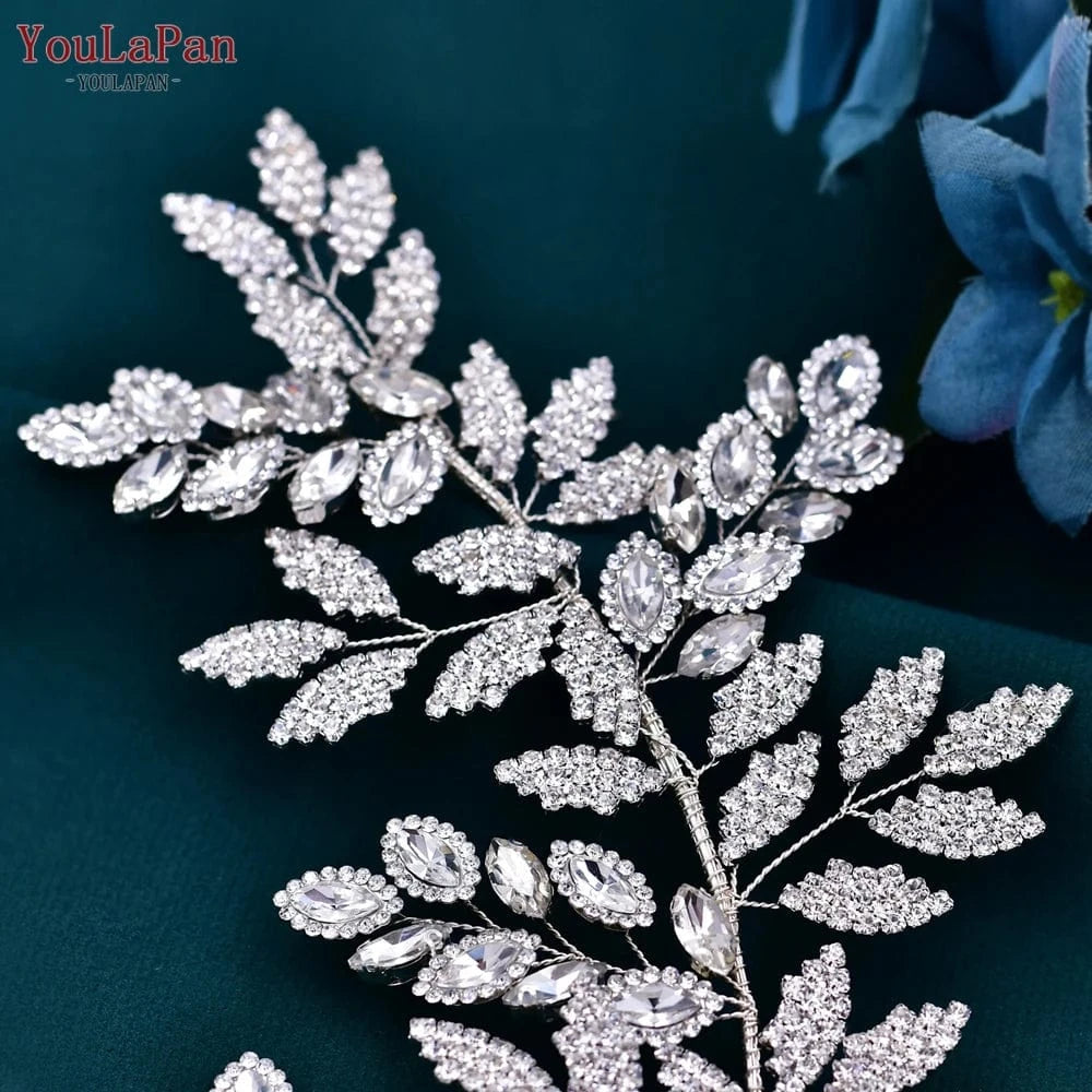 Silver Youlapan HP396-S Popular Leaf Shaped Women's Beauty Contest Headwear Bridal Hair Jewelry Accessories Wedding Hair Pieces