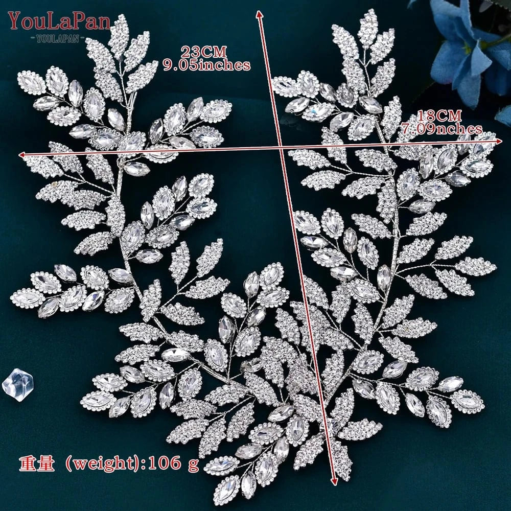 Silver Youlapan HP396-S Popular Leaf Shaped Women's Beauty Contest Headwear Bridal Hair Jewelry Accessories Wedding Hair Pieces