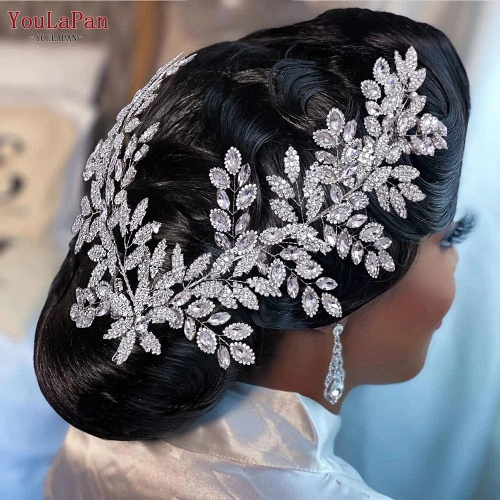 Silver Youlapan HP396-S Popular Leaf Shaped Women's Beauty Contest Headwear Bridal Hair Jewelry Accessories Wedding Hair Pieces