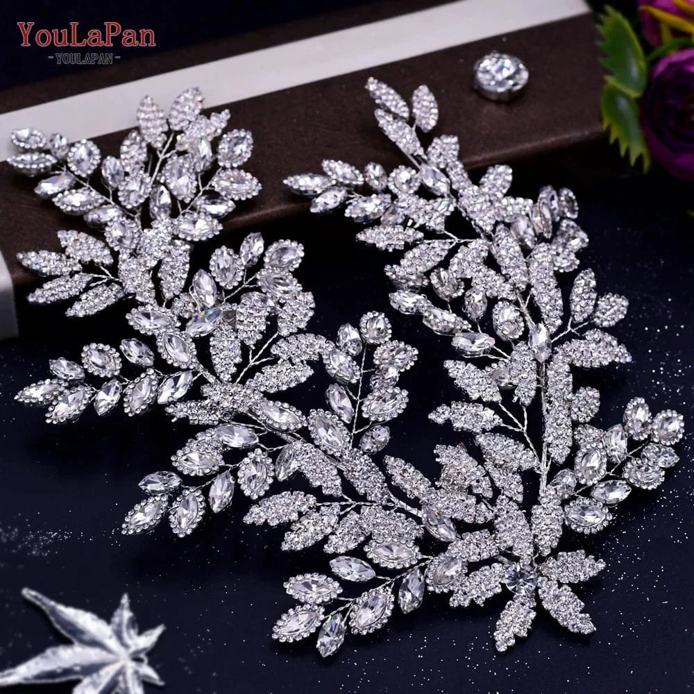 Silver Youlapan HP396-S Popular Leaf Shaped Women's Beauty Contest Headwear Bridal Hair Jewelry Accessories Wedding Hair Pieces