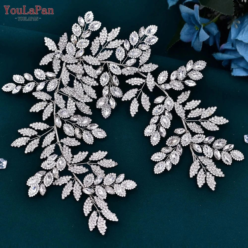 Silver Youlapan HP396-S Popular Leaf Shaped Women's Beauty Contest Headwear Bridal Hair Jewelry Accessories Wedding Hair Pieces