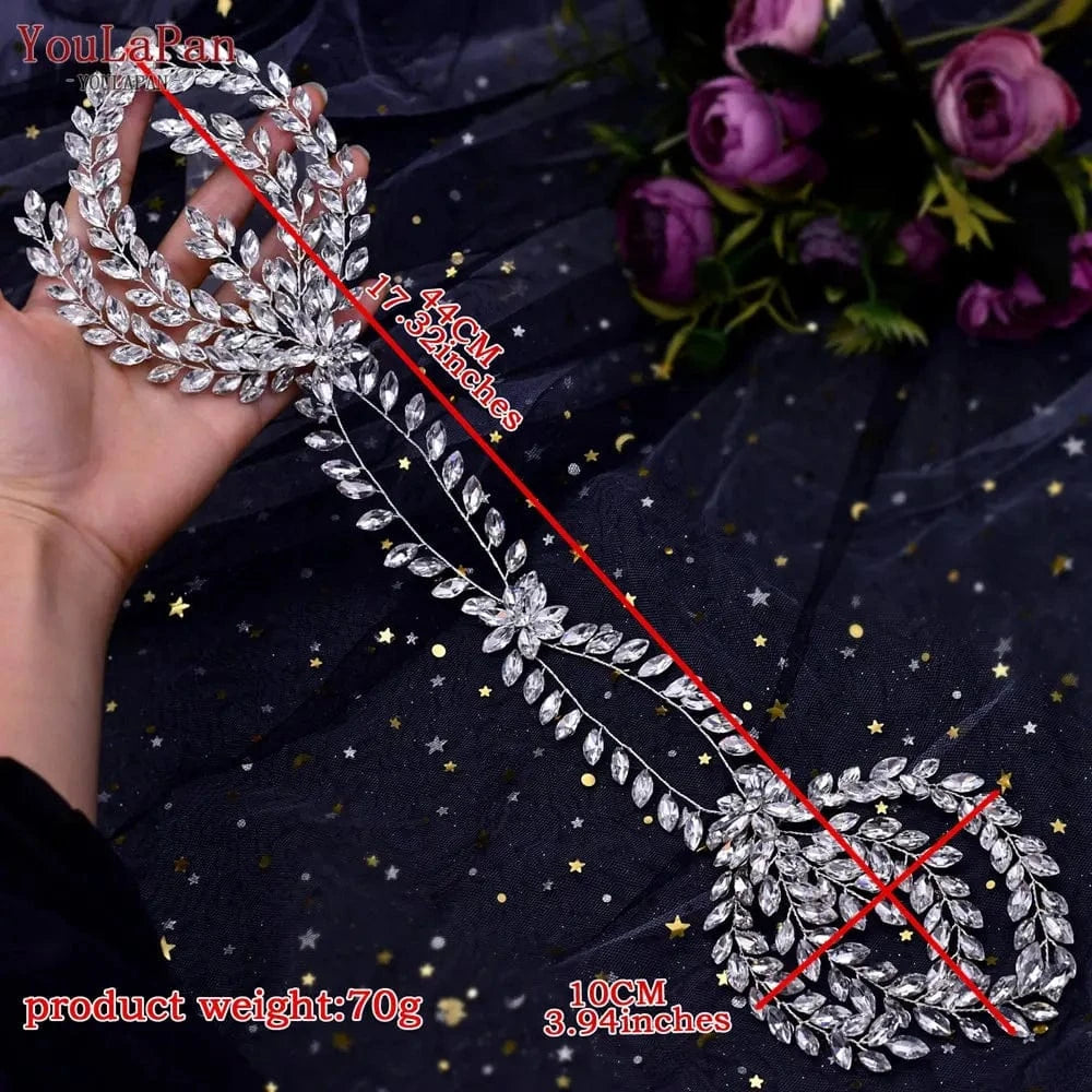 Silver Youlapan HP405 Personalized Styling Hairstyle Decoration Luxury Banquet Ladies Tiara Bridal Wedding Rhinestone Headband