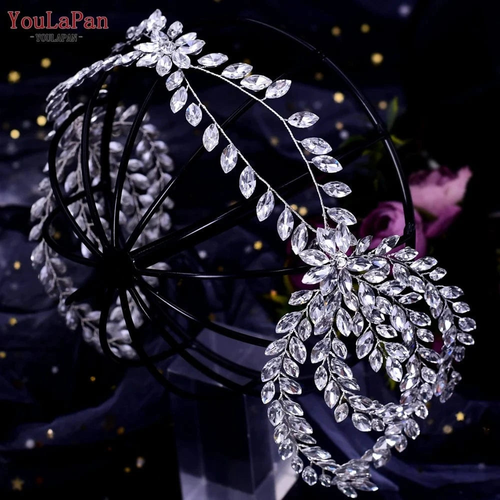 Silver Youlapan HP405 Personalized Styling Hairstyle Decoration Luxury Banquet Ladies Tiara Bridal Wedding Rhinestone Headband