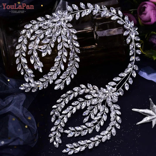 Silver Youlapan HP405 Personalized Styling Hairstyle Decoration Luxury Banquet Ladies Tiara Bridal Wedding Rhinestone Headband