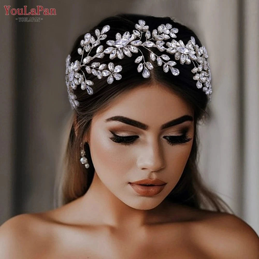 Silver Youlapan HP408 Silver Rhinestone Headband Women Bridal Hairband Hair Accessories Handmade Wedding Hair Jewelry