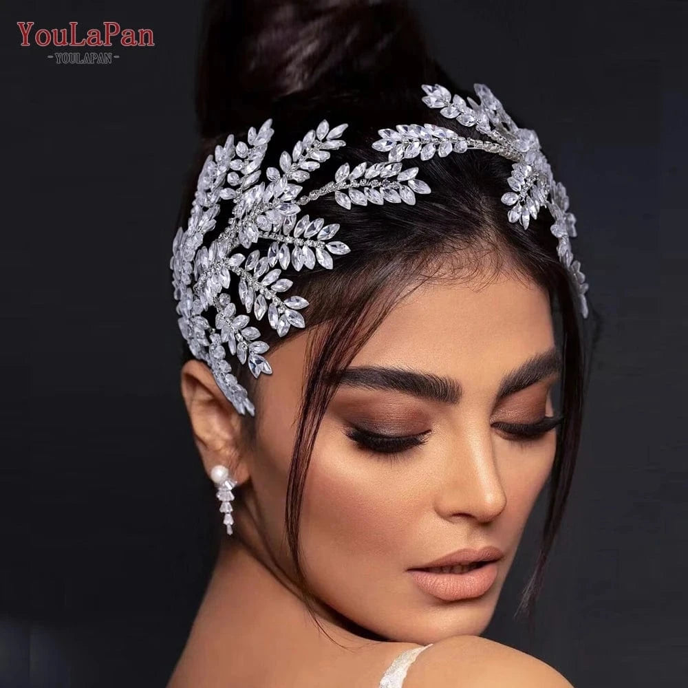Silver YouLaPan HP418 Custom Fit Bridal Crown Sparkling Rhinestone Headbands Women Wedding Pageant Luxury Hair Accessories