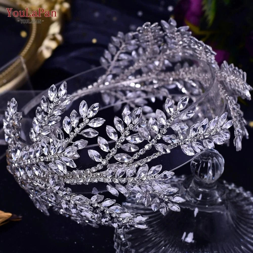 Silver YouLaPan HP418 Custom Fit Bridal Crown Sparkling Rhinestone Headbands Women Wedding Pageant Luxury Hair Accessories