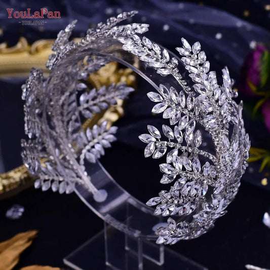 Silver YouLaPan HP418 Custom Fit Bridal Crown Sparkling Rhinestone Headbands Women Wedding Pageant Luxury Hair Accessories