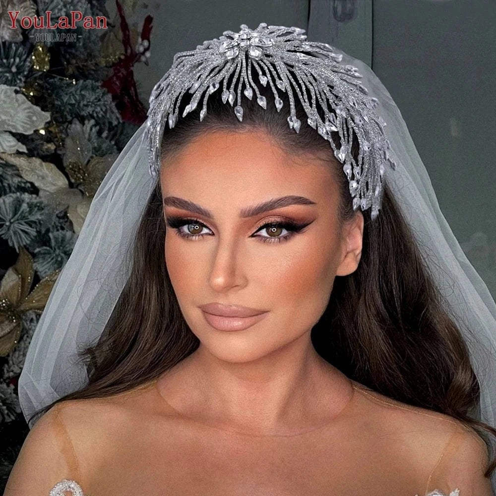 Silver Youlapan HP429 Women's Beauty Pageant Tiara Bridal Rhinestone Hair Piece Headband  Luxury Wedding Bridal Hair Accessories