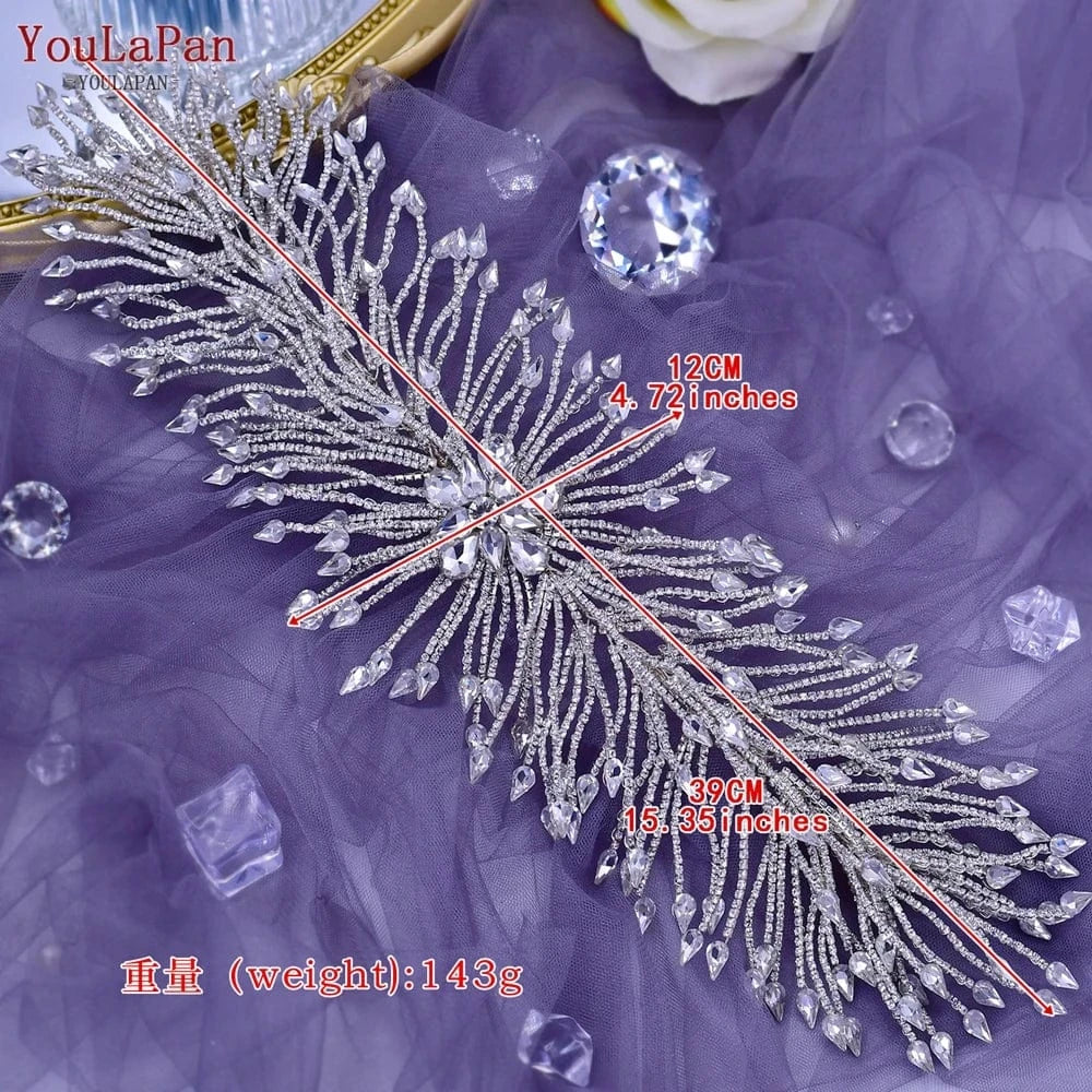 Silver Youlapan HP429 Women's Beauty Pageant Tiara Bridal Rhinestone Hair Piece Headband  Luxury Wedding Bridal Hair Accessories