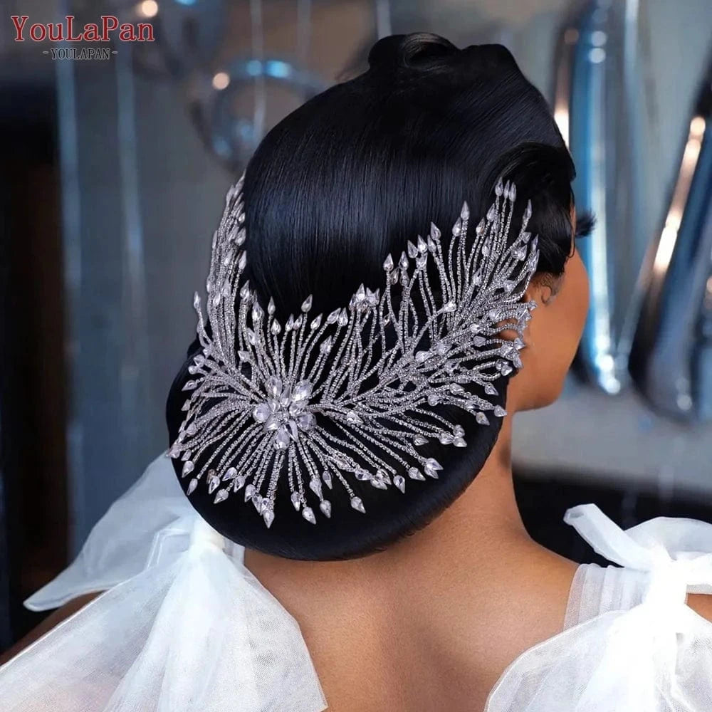 Silver Youlapan HP429 Women's Beauty Pageant Tiara Bridal Rhinestone Hair Piece Headband  Luxury Wedding Bridal Hair Accessories