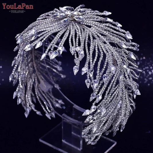 Silver Youlapan HP429 Women's Beauty Pageant Tiara Bridal Rhinestone Hair Piece Headband  Luxury Wedding Bridal Hair Accessories