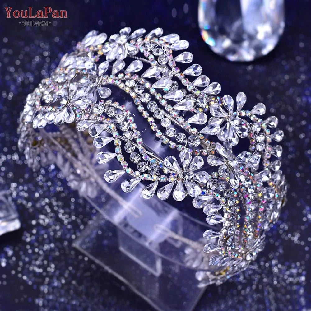 Silver Youlapan HP433 Fashion Wedding Bridal Headband Rhinestone Headwear Bridal Hair Tiara Flower  Women Headdress for Banquet