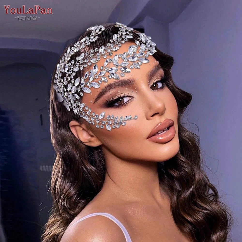 silver YouLaPan HP458 European And American Popular Women'S Hair Vine Long Tail Siver Rhinestones Hair Comb Bridal Wedding Headband