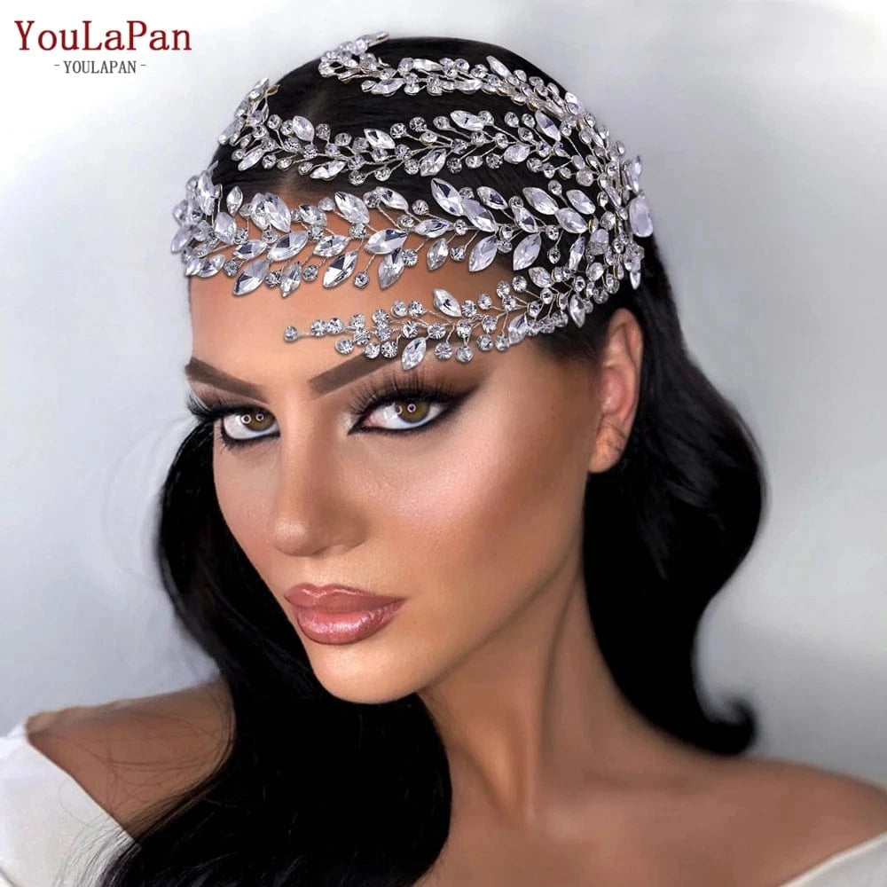 silver YouLaPan HP458 European And American Popular Women'S Hair Vine Long Tail Siver Rhinestones Hair Comb Bridal Wedding Headband