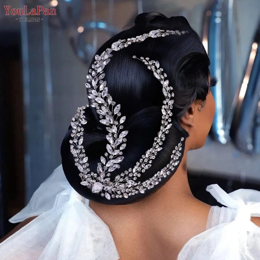 silver YouLaPan HP458 European And American Popular Women'S Hair Vine Long Tail Siver Rhinestones Hair Comb Bridal Wedding Headband