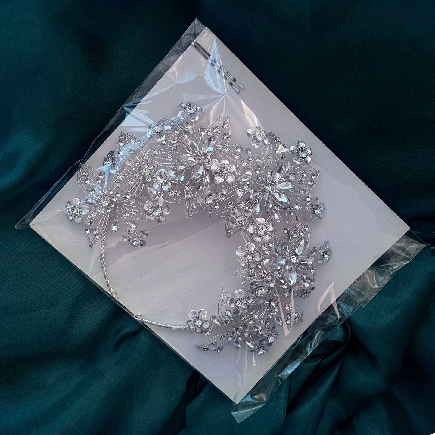 Silver YouLaPan HP459 2022 New Style Women Wedding Hair Accessories Silver Flower Rhinestones Headwear Pageant Bridal Big Headband