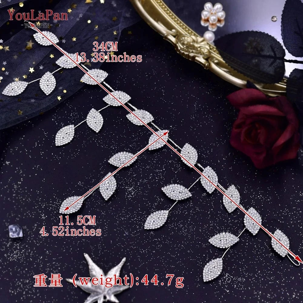 silver YouLaPan HP474 Fashion Alloy Leaf Forehead Chain Eyebrow Pendant Bohemian Female Wedding Headdress Bridal Headband headwear