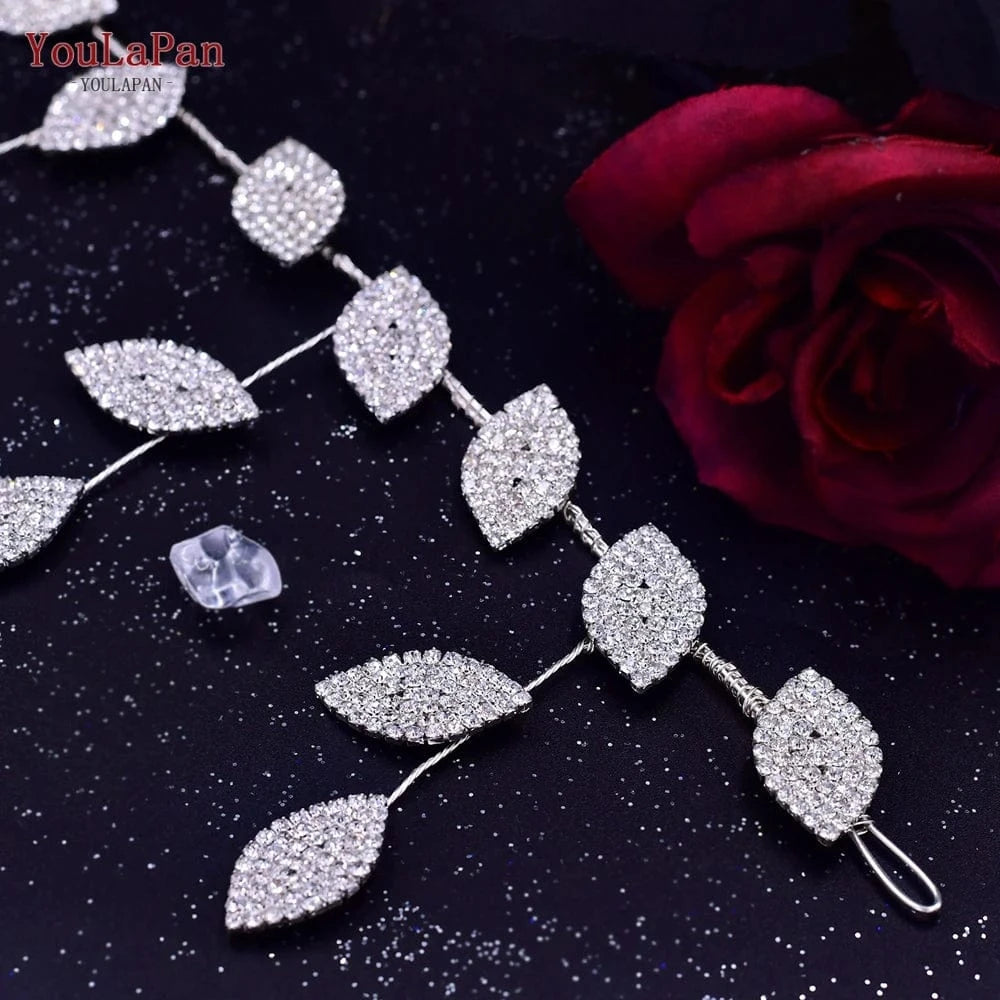 silver YouLaPan HP474 Fashion Alloy Leaf Forehead Chain Eyebrow Pendant Bohemian Female Wedding Headdress Bridal Headband headwear