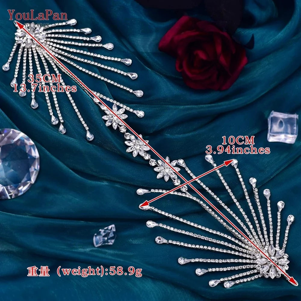 silver YouLaPan HP476 Shiny Silver Rhinestone Branch Headband Fashion Bridal Hairstyle Accessories Evening Wedding Headwear