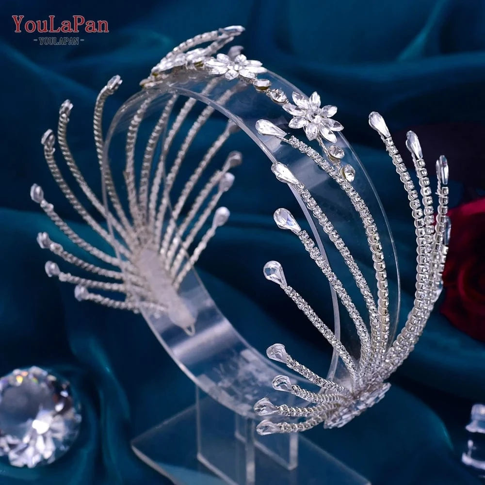 silver YouLaPan HP476 Shiny Silver Rhinestone Branch Headband Fashion Bridal Hairstyle Accessories Evening Wedding Headwear