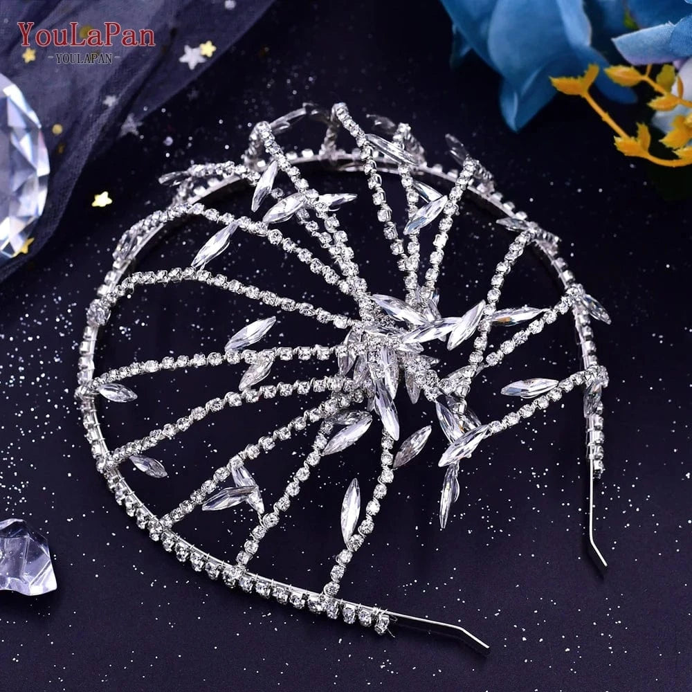 Silver YouLaPan HP483 Personality New European and American Headdress Wedding Crown Silver Gold Rhinestone Hair Piece Bridal Headwear
