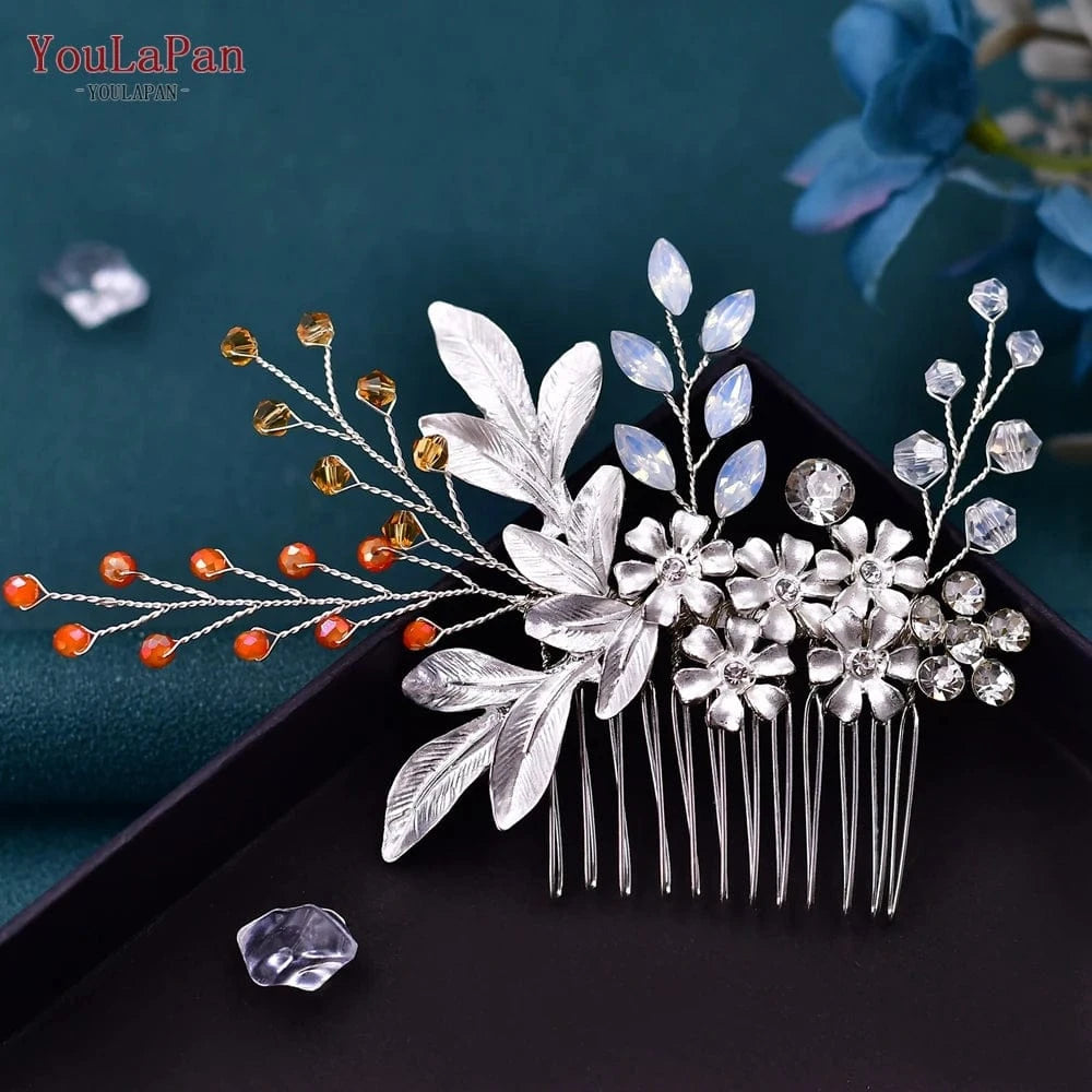 Silver YouLaPan Unique Bridal Bridesmaid Hair Accessories Alloy Rhinestone Crystal Hair Comb Women Prom Party Wedding Headwear HP310