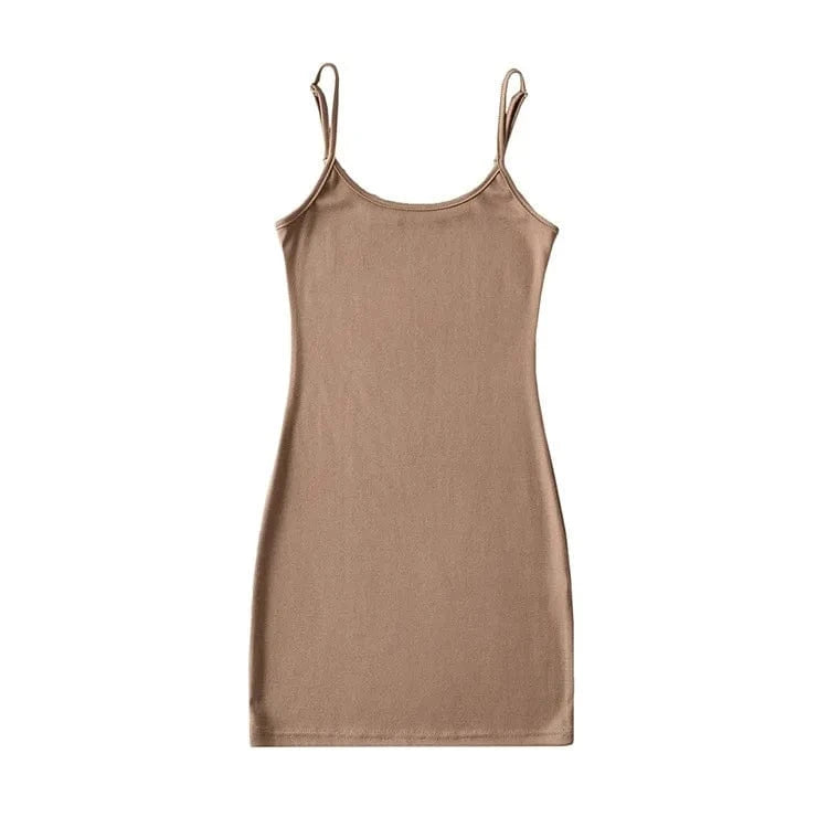 Simple Classic 6 Color Elegant Casual Mini Length Sleeveless O Neck Stretch Jersey Bodycon Casual Dresses