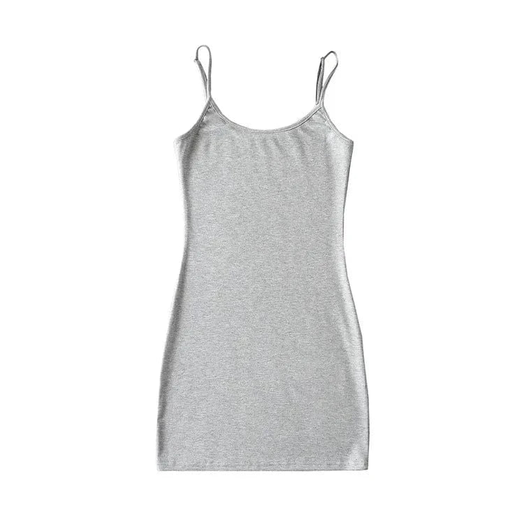 Simple Classic 6 Color Elegant Casual Mini Length Sleeveless O Neck Stretch Jersey Bodycon Casual Dresses