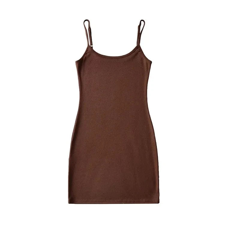 Simple Classic 6 Color Elegant Casual Mini Length Sleeveless O Neck Stretch Jersey Bodycon Casual Dresses
