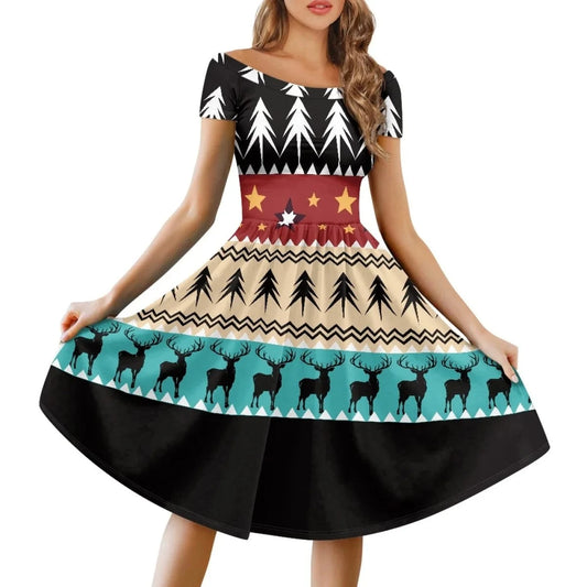 Simple Custom African Printing Women's Floral Summer Midi Dress Vintage Evening Dresses Women Lady Elegant Party Luxurious 2023