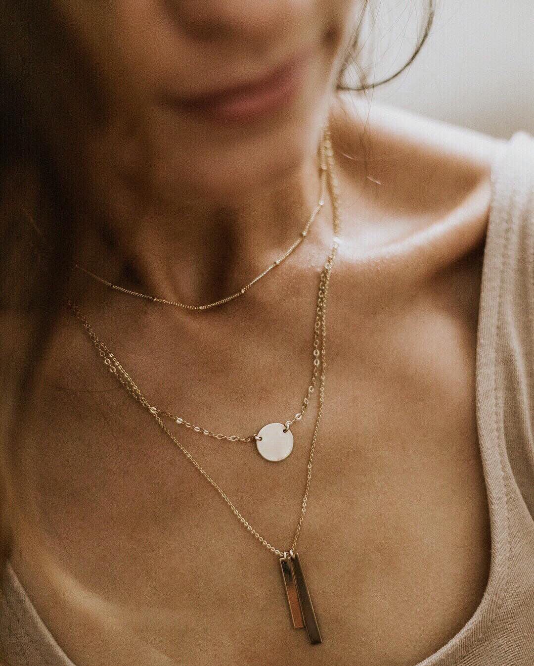 Simple Design Gold Chain Set Necklace Set Stainless Steel  Layering Necklaces Set Women