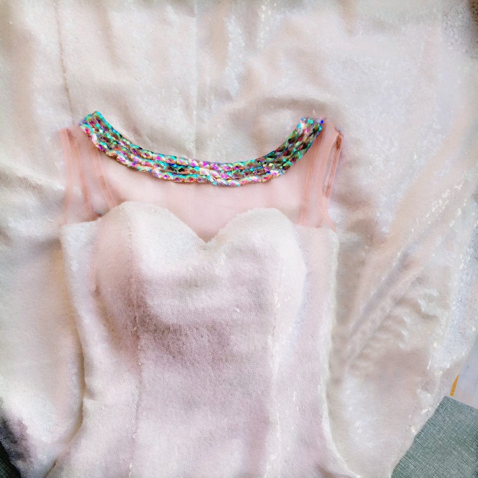 Simple design Sexy Fashion Solid Color V-neck Sequin Dress Female Sleeveless Party Evening Dress drop shipping fulfill