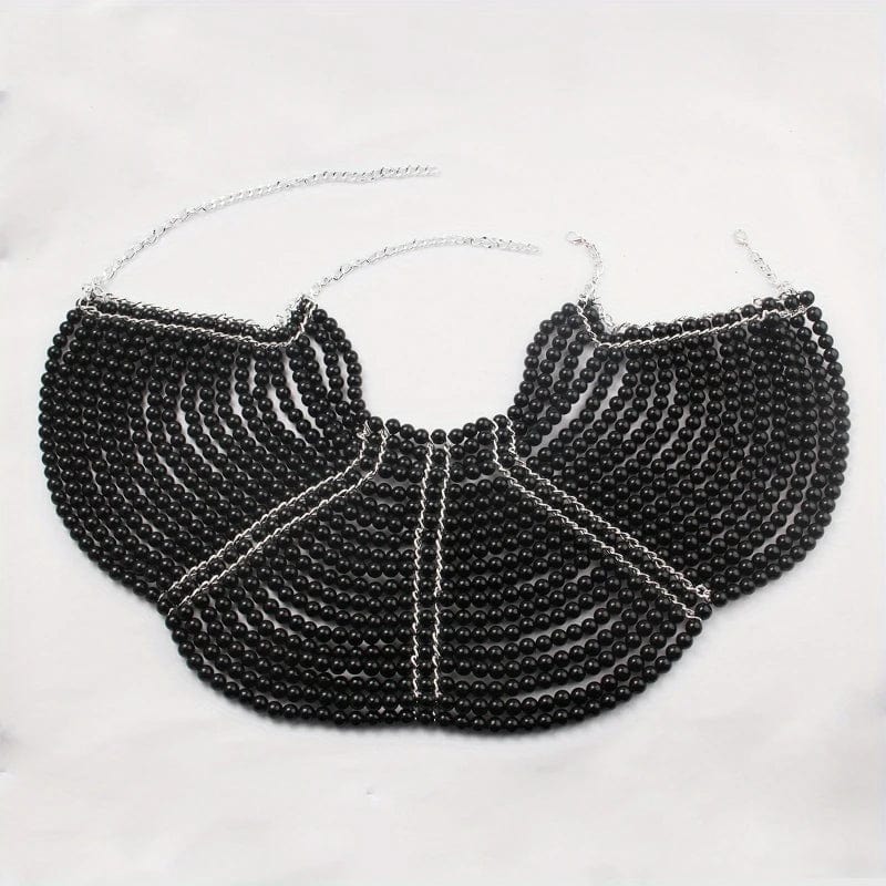 Simple Style Beaded Body Chain Handmade Faux Pearls Shawl Chain Elegant Body Jewelry Accessories bustier For Women Girls