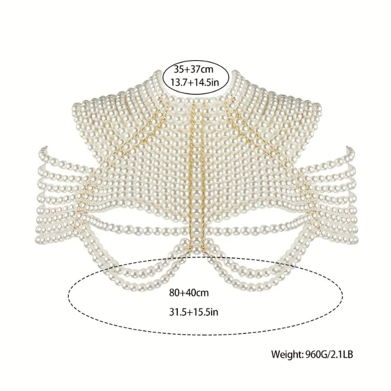 Simple Style Beaded Body Chain Handmade Faux Pearls Shawl Chain Elegant Body Jewelry Accessories bustier For Women Girls