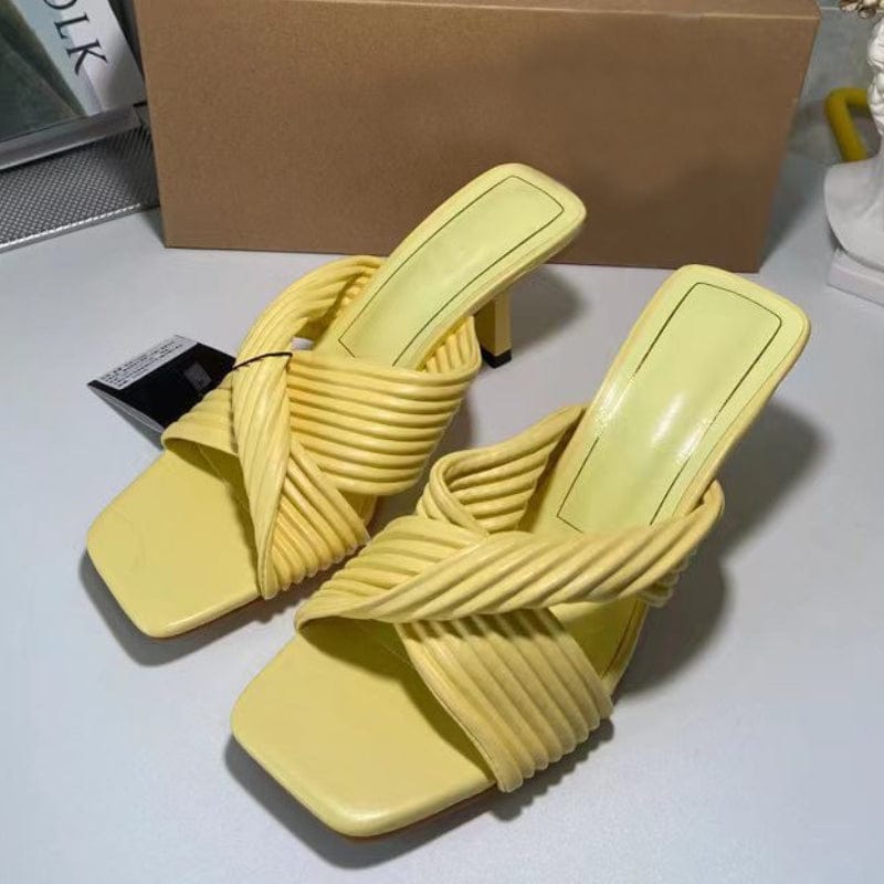 Size 35-42 Sandalet Pour Femm Double Twited Wrinkled  Mules 2023 Heels for Ladies and Women