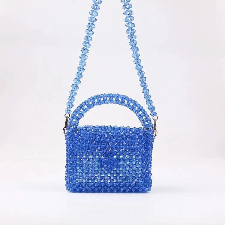 sk176 Blue Bead Bag Designer Brand Acrylic Clear Pearl Beaded Box Totes Handmade Transparent Handbags Women Bags Designer Party Purses New