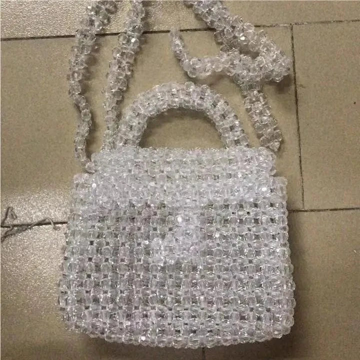 sk176 Clear Bead Bag Designer Brand Acrylic Clear Pearl Beaded Box Totes Handmade Transparent Handbags Women Bags Designer Party Purses New