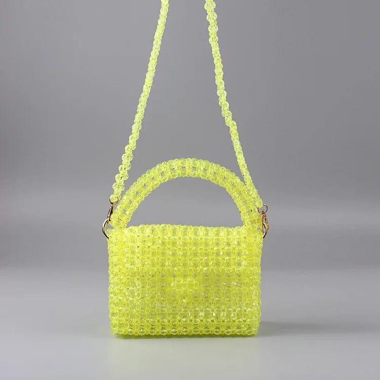 sk176 Yellow Bead Bag Designer Brand Acrylic Clear Pearl Beaded Box Totes Handmade Transparent Handbags Women Bags Designer Party Purses New