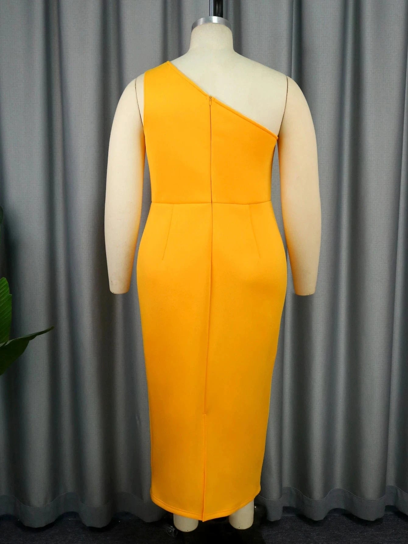 Skew Collar Sleeveless One Shoulder Large 3D Rosette Women Prom Dress