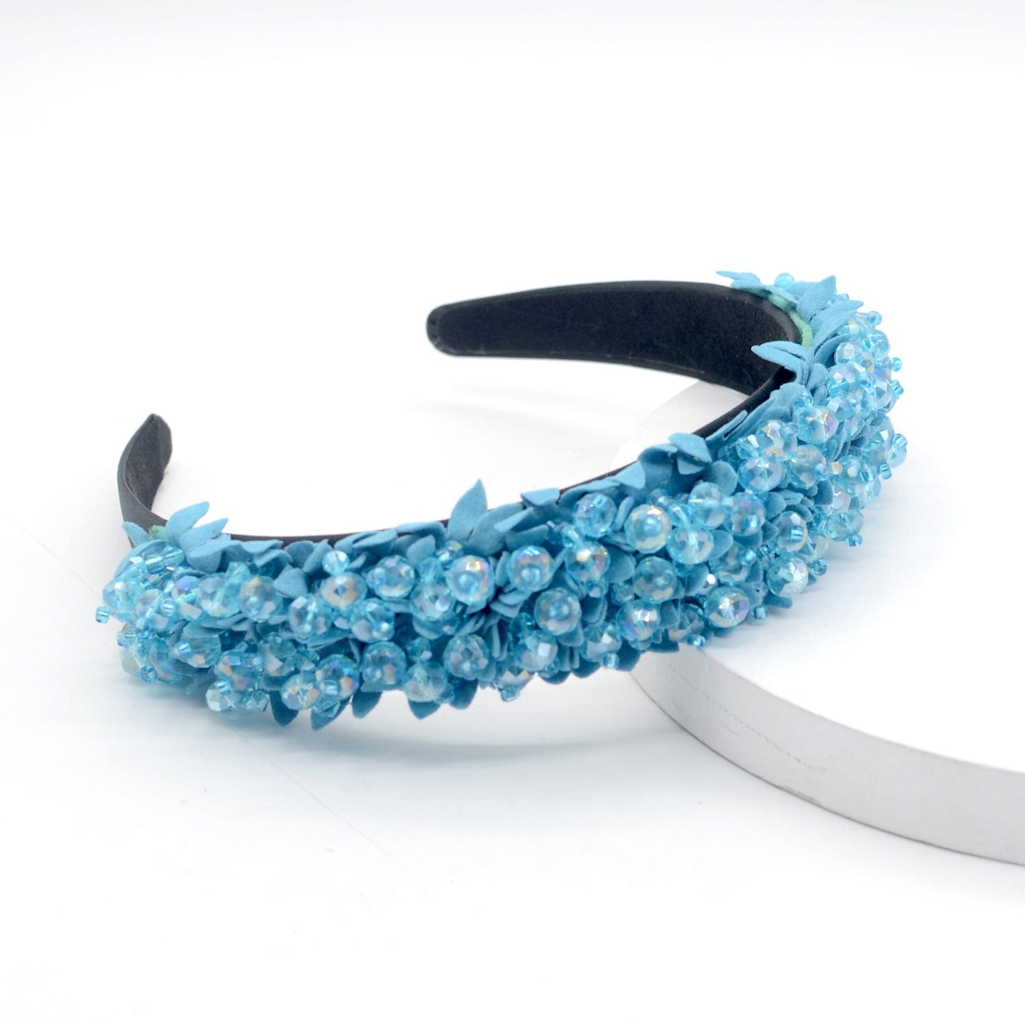 Sky Blue 2022 hairband crystal Luxury Handmade Beaded hairband Braided hairband crystal women