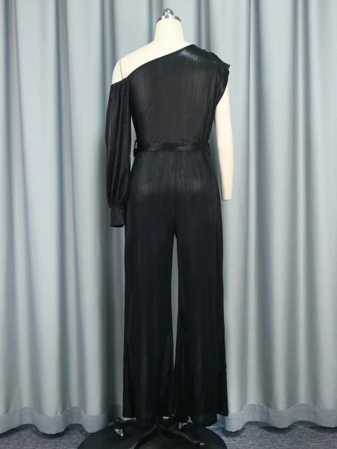 Slash Collar Asymmetrical Sleeve One Shoulder Women Jumpsuits For Party