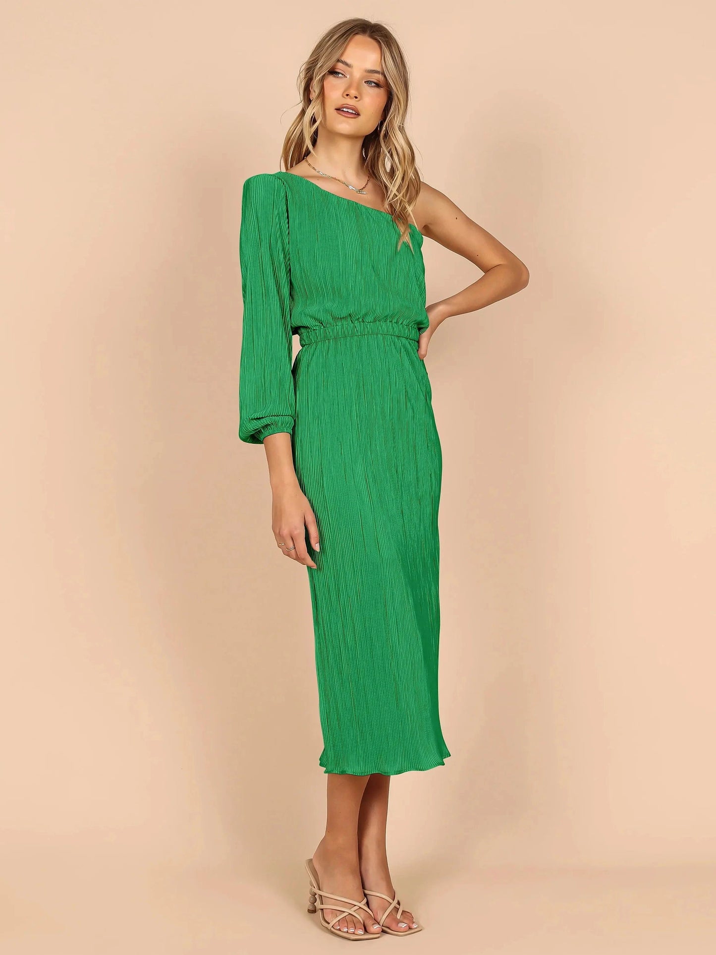 Slash Neck Single Sleeve Knit New Design Fashion Clothes 2023 Women High Slit Dress Sexy