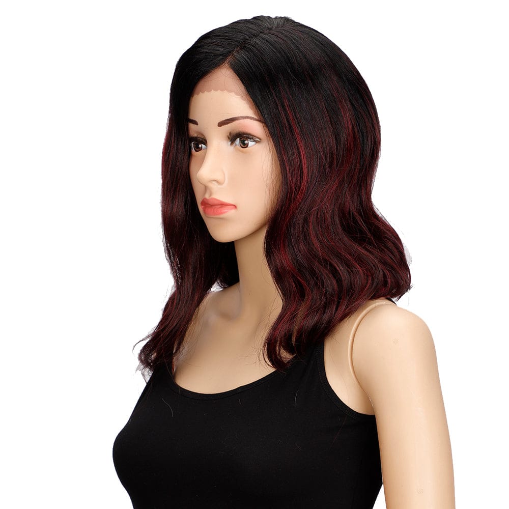sleek 15 inches body wig wholesale hot selling cheap blond body wave heat resistant lace frontal synthetic hair wig for women