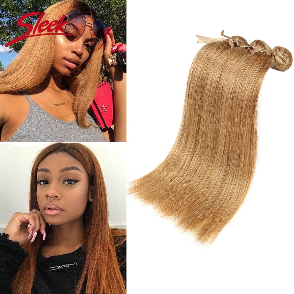Sleek Blonde Straight Hair Bundles 8 To 28 inches Brazilian Hair Weave Bundles Remy Hair Deal Extension For Black Women