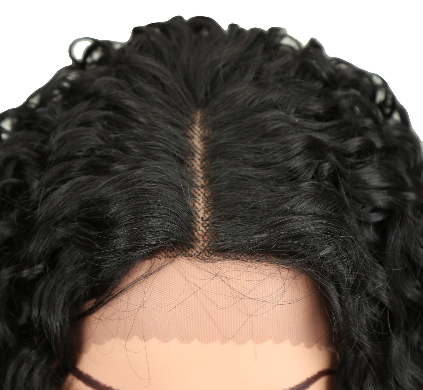 sleek high quality wholesale hot selling high temperature nature black kinky curl lace part frontal Synthetic Hair Wig for women